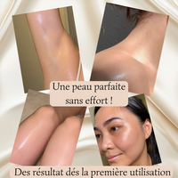 Avant/après exfoliation avec le gant en soie : peau plus lisse et éclatante