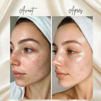 Avant/après exfoliation avec le gant en soie : peau plus lisse et éclatante